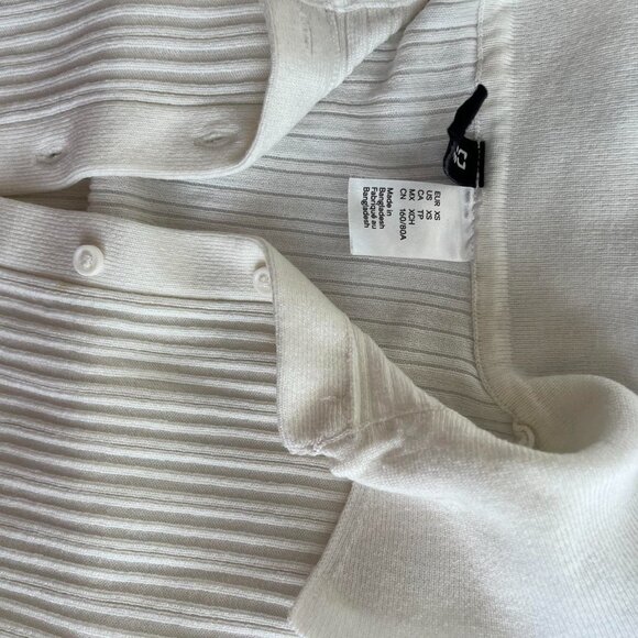 White Fitted Ribbed Button Down - Picture 3 of 4